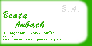 beata ambach business card